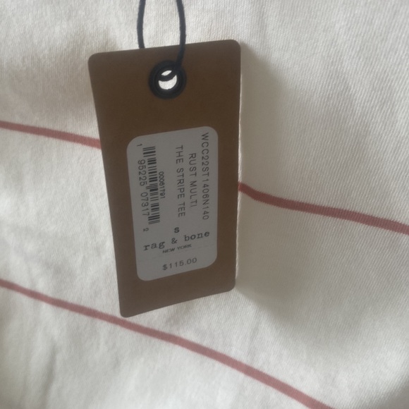 NWT rag & bone The Stripe Organic Cotton T-Shirt in Rust - Picture 10 of 13